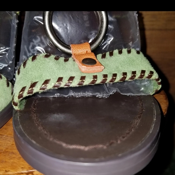 Chinese Laundry  Leather Colorblock Retro Style"Golden" Wedge Style Sandals 9.5 - Picture 3 of 12